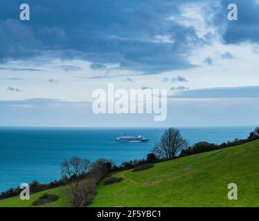 Ness Cove Beach, South West Coast Path, Shaldon, Teignmouth, Devon, Inghilterra, Europa Foto Stock