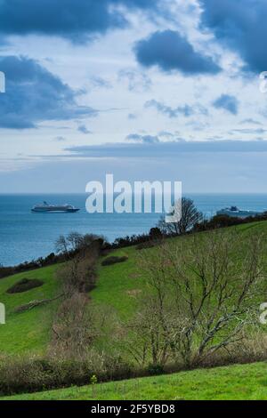 Ness Cove Beach, South West Coast Path, Shaldon, Teignmouth, Devon, Inghilterra, Europa Foto Stock