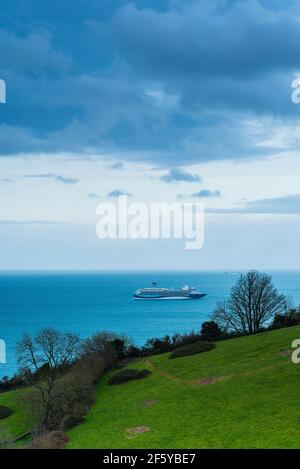 Ness Cove Beach, South West Coast Path, Shaldon, Teignmouth, Devon, Inghilterra, Europa Foto Stock