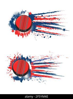 Banner sport palla, bandiera semitono campionato splash o sfondo vettoriale. Palla da pallavolo o softball da baseball banner sul rosso blu spruzzi colpito per la palla Illustrazione Vettoriale