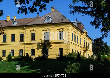 castello di eckartsau in una foresta lungo il fiume vicino al danubio fiume nel parco nazionale austriaco donauauen in bassa austria Foto Stock