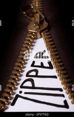 Zip fondo texture di zipper slider. Hobby concetto diy Foto Stock