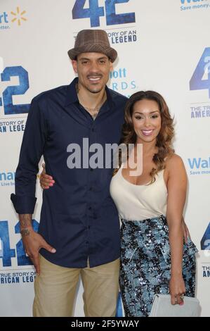 Gloria Govan, Matt Barnes in anteprima 42 The True Story of an American Legend' tenuto al Chinese Theatre Los Angeles 04,09,2013 Foto Stock