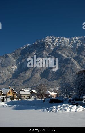 Fantastico scenario invernale dalle alpi di Schaan in Liechtenstein 16.1.2021 Foto Stock