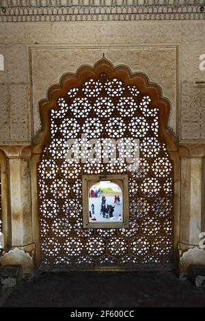 Il bello forte Amber vicino Jaipur, India. Foto Stock