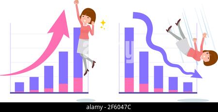 Una serie di donne che esprimono prestazioni e prestazioni in alto.IT vettoriale arte così facile da modificare. Illustrazione Vettoriale