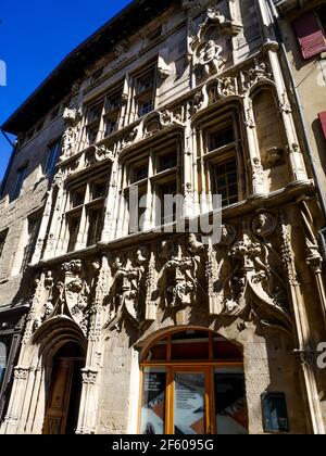 La Maison des Tetes, Valence, Drome, Francia Foto Stock