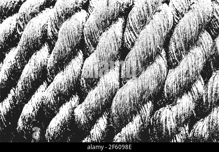 Trama di sovrapposizione in difficoltà della corda intrecciata. Sfondo grunge. Illustrazione vettoriale astratta a mezzitoni Illustrazione Vettoriale