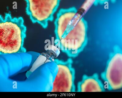 Pandemic Research, scienziato che prepara un vaccino per una pandemia come Covid-19 Foto Stock