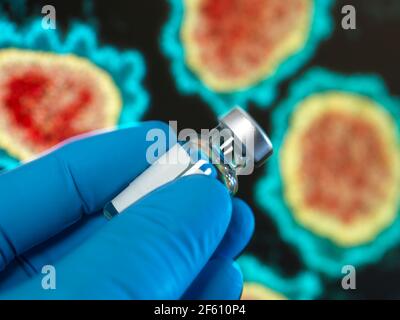 Pandemic Research, scienziato che prepara un vaccino per una pandemia come Covid-19 Foto Stock