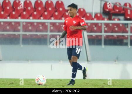 BUENOS AIRES, 28.03.2021: Independiente e Boca JRS giocano per il round di 7 ore di Copa Liga Argentina de Fútbol allo stadio Libertadores de América. Foto Stock