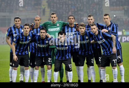 Foto della squadra di Inter Milan durante una partita della UEFA Champions League allo stadio di San Siro, a Milano. Italia. Foto Stock