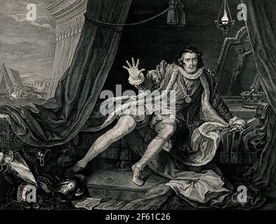 David Garrick come Richard III, 1746 Foto Stock