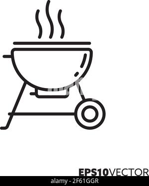 Icona della linea barbecue al carbone. Simbolo del barbecue e dell'attrezzatura per grigliare. Illustrazione vettoriale piatta Bar-B-Q. Illustrazione Vettoriale