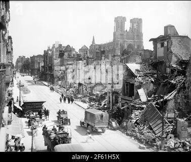 Reims post-guerra, Francia, 1919 Foto Stock