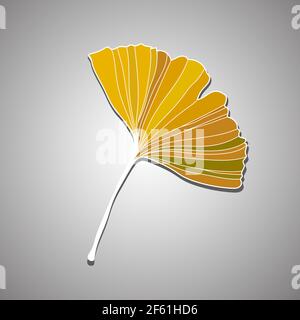 Illustrazione vettoriale della foglia di ginkgo biloba. Linea di inchiostro art design.vector Illustrazione Vettoriale