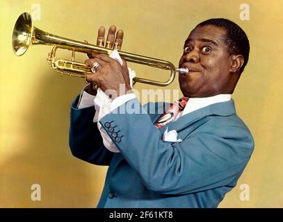 Louis Armstrong, American musicista jazz Foto Stock