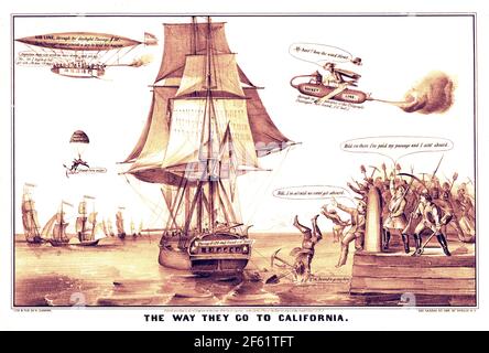 California Gold Rush Cartoon, 1849 Foto Stock