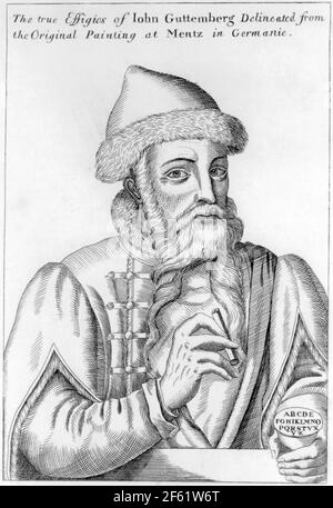 Johannes Gutenberg, editore tedesco Foto Stock
