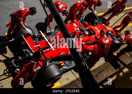 VETTEL Sebastian (ger) Ferrari SF70-H team scuderia Ferrari, ambiance pitlane durante il campionato del mondo di Formula 1 FIA 2017, Gran Premio di Spagna, a Barcellona Catalunya dal 11 al 14 maggio - Foto Florent Gooden / DPPI Foto Stock