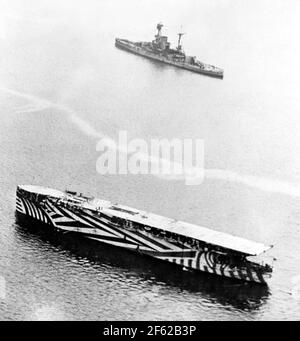 WWI, HMS Argus, Dazzle Camouflage, 1918 Foto Stock