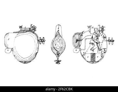David Bushnell, sottomarino americano delle tartarughe, 1775 Foto Stock