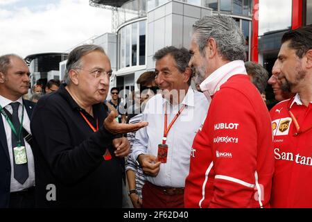 MARCHIONNE Sergio (ita) Ferrari presidente, ritratto d'ambiente ARRIVABENE Maurizio scuderia Ferrari direttore principale del team, ritratto d'ambiente durante il Campionato del mondo di Formula uno 2017, Gran Premio d'Austria dal 7 al 9 luglio , a Spielberg, Austria - Foto Francois Flamand / DPPI Foto Stock