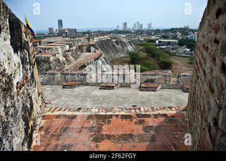 Castello San Felipe Fortezza, Cartagena, Columbia, Sud America Foto Stock