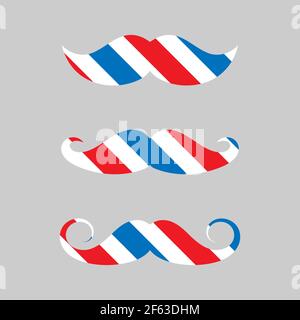 Barber colori stile baffi vettore icone set. Baffi simboli isolato Vector EPS 10 Illustrazione Vettoriale