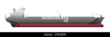 Una grande nave cisterna. Commercio di gas. Trasporto di merci noleggiate. Illustrazione Vettoriale