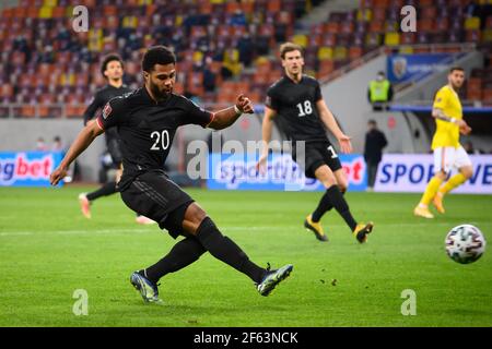 Serge Gnabry (Germania) GES/Football/WM-Qualifikation: Romania - Germania, 28.03.2021 Calcio/Calcio: Campionato del mondo di qualificazione match: Romania vs Germania, Bucarest, Romania, 28 marzo 2021 | usage worldwide Foto Stock