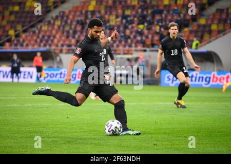 Serge Gnabry (Germania) GES/Football/WM-Qualifikation: Romania - Germania, 28.03.2021 Calcio/Calcio: Campionato del mondo di qualificazione match: Romania vs Germania, Bucarest, Romania, 28 marzo 2021 | usage worldwide Foto Stock