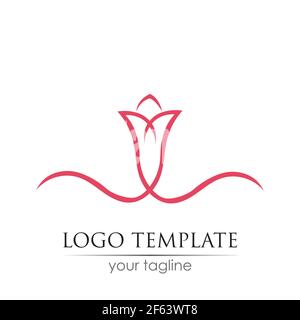 modello grafico vettoriale con logo di tulipano floreale Illustrazione Vettoriale