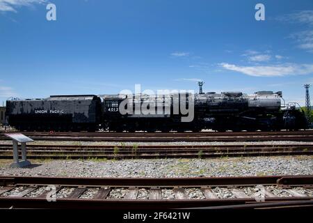 Il 1.2 milioni di sterline, 6,200 cavalli 4-8-8-4 'Big Boy.' Situato nel parco nazionale Steamtown, Pennsylvania, Stati Uniti. Foto Stock