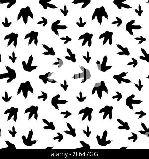 Tracce di dinosauro. Motivo senza giunture minimo. Sfondo con zampa, artiglio predatore. Illustrazione dell'impronta dei dinosauri perfetta per tessuti, avvolgi e. Illustrazione Vettoriale
