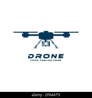 Design vettoriale con silhouette drone, logo drone isolato su sfondo bianco Illustrazione Vettoriale