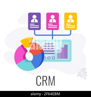 Icona CRM. Illustrazione del sistema di gestione delle relazioni con i clienti. Illustrazione Vettoriale