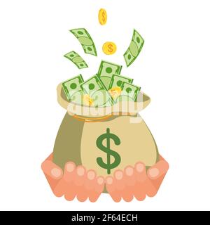 Carte di banconote in cartoneta. Simbolo della ricchezza Illustrazione Vettoriale