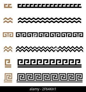 Antico greco senza giunture ornamento costruttore bordi cornici set di modelli Illustrazione Vettoriale