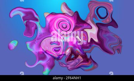Sfondo blu con pattern astratto multicolore. immagine 3d, rendering 3d Foto Stock