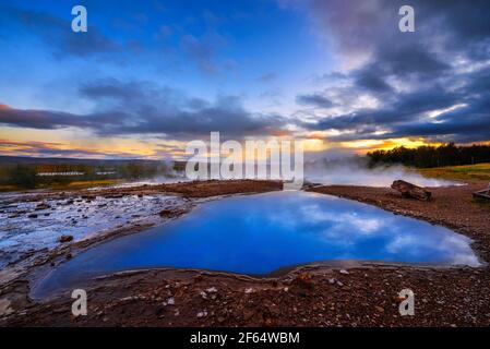 Le terme di Blesi si trovano nella zona geotermica di Haukadalur Islanda Foto Stock