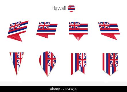 Hawaii Stati Uniti bandiera raccolta, otto versioni di Hawaii vettore flag. Illustrazione vettoriale. Illustrazione Vettoriale