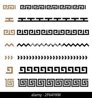 Antico greco senza giunture ornamento costruttore bordi cornici set di modelli Illustrazione Vettoriale