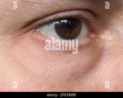 Dettaglio dell'occhio maschio umano giovane adulto Foto Stock