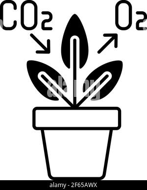 Icona lineare nera della pianta di purificazione dell'aria Illustrazione Vettoriale