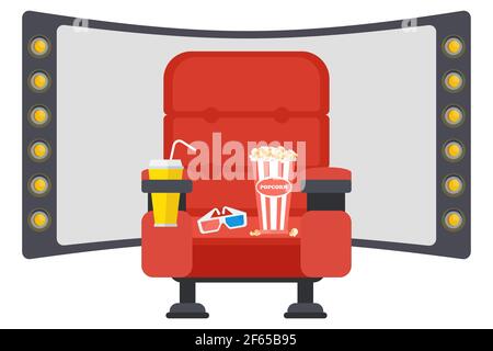 Sedia registi con megafono, proiettore, fotocamera e lavagna Illustrazione Vettoriale