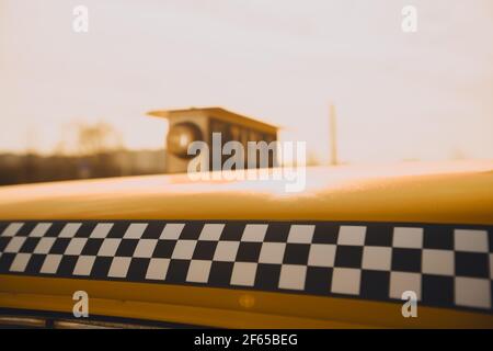 Primo piano di tassisti americani d'epoca. Foto di alta qualità Foto Stock