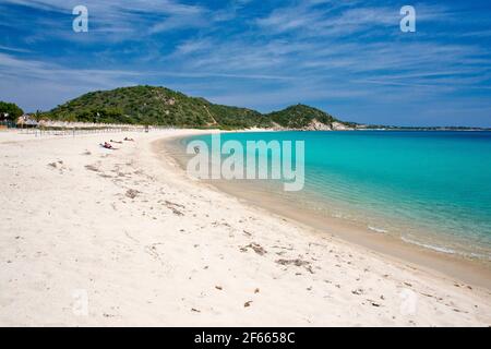 Acque cristalline e tropicali alla spiaggia Campus, Villasimius Foto Stock