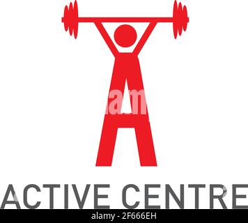Fitness Gym Active Letter un logo modello Design icona vettore Peso simbolo Illustrazione carattere Illustrazione Vettoriale