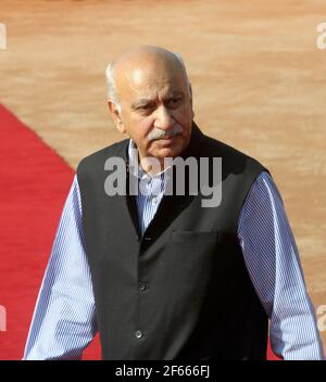 M. J. Akbar (Mobasher jawed) giornalista, editorialista e politico, che ha servito come ministro degli Affari esteri nel governo BJP. Akbar Foto Stock